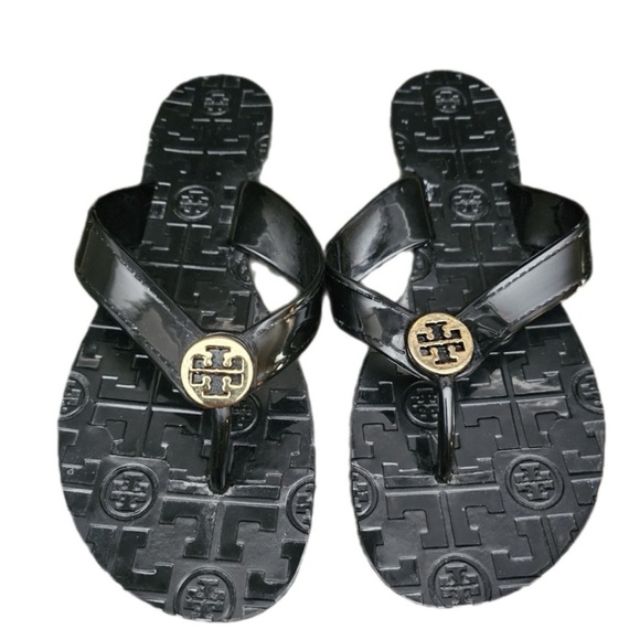 Tory Burch Women Black Size 6“Thora” Jelly Thong Sandals - Picture 1 of 7